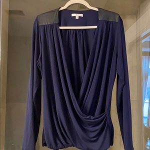 Cabi leather detail blouse